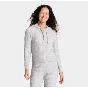 Women's Universal Thread Cozy Zip Up Hoodie Cardigan Sweater Gray Large
